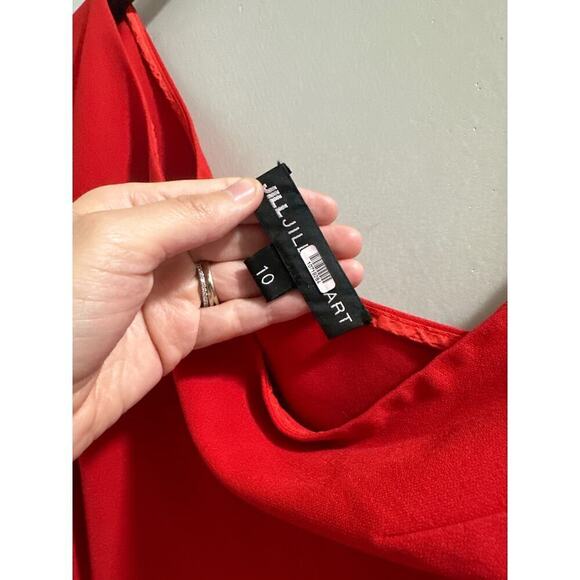 JILL STUART Red One Shoulder Cut-Out Slit‎ Stretch Crepe Dress 10 - Picture 6 of 8